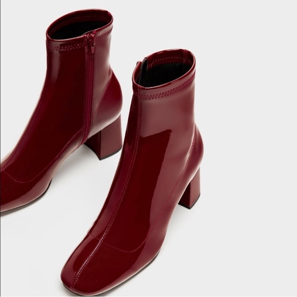 patent leather burgundy boots